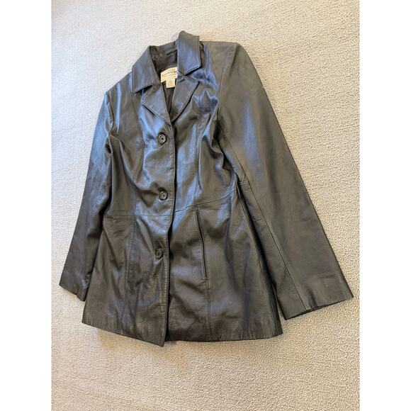 Sonoma Jean Company Small Women's Black Leather Jacket Zipper Closure - Picture 15 of 16